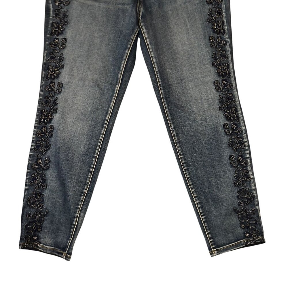 INC Denim Plus Size Skinny Leg Jeans Womens 20W 30 Slim Tech Fit Embroidered - Picture 4 of 8